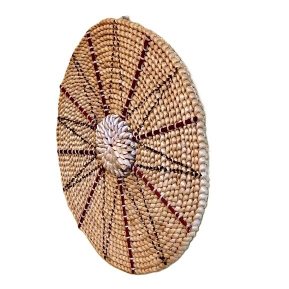 BOHO Bohemian Beach Coastal Nautical Starburst Seashell Woven Wall Decor 15.5 in - Picture 4 of 11